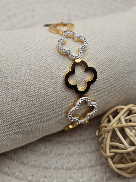 Bracelet jonc trèfle